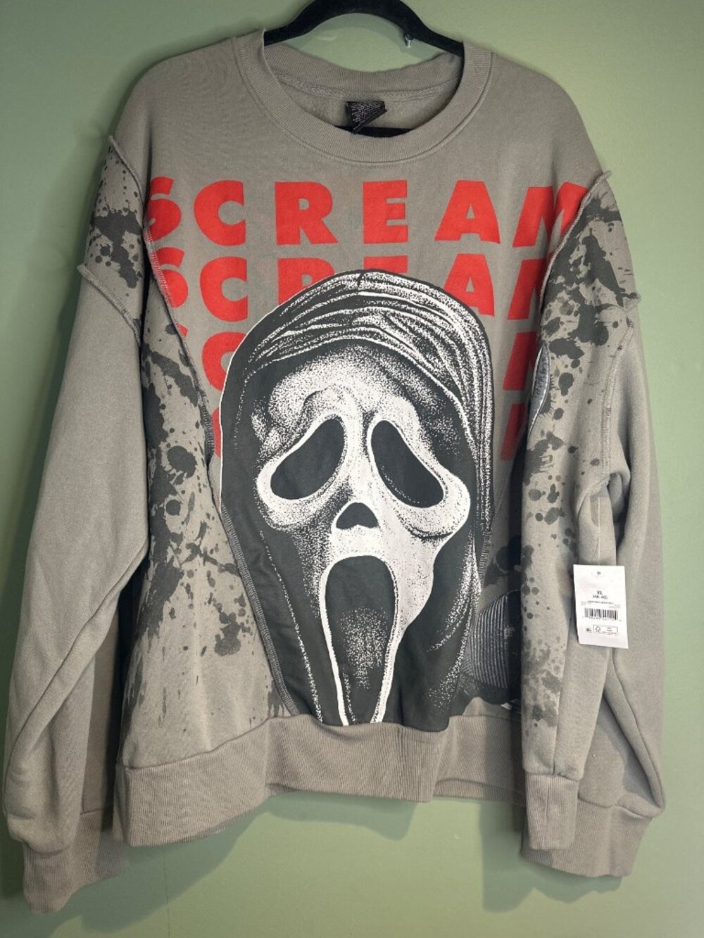 Ghostface Scream Graphic Crew Neck Sweater NWT XL 46-48 Horror Halloween